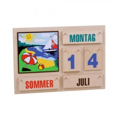 Jahreskalender - bunte Schrift - Holz - 35 x 50 cm