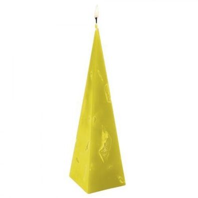 Kerze - handgearbeitet - Pyramiden-Form - gelb - ca 22 cm