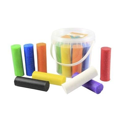 Knete - Glitzer - Eimer mit 8 Rollen - farbig