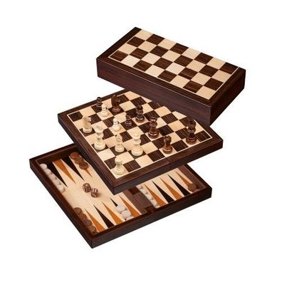 Schach-Backgammon-Dame-Set - Feld 30 mmc - Birke