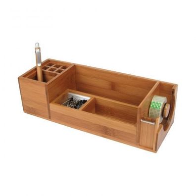 Schreibtischständer L mit Klebefilm-Abroller Bambus - Alu