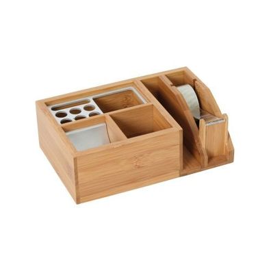 Schreibtischständer mit Klebefilm-Abroller Bambus-Alu