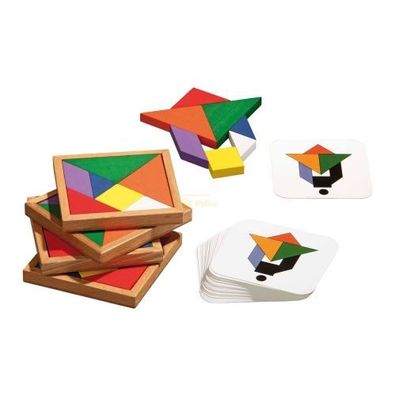 Speed-Tangram für 2-4 Personen - Puzzle - Denkspiel - Knobelspiel - Geduldspiel