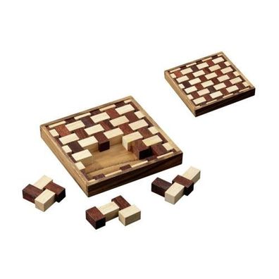 Wims Mat - Hevea- und Samena-Holz - 9 Puzzleteile - Knobelspiel - Geduldspiel