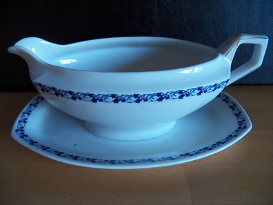 Sauciere Soßen- Schale mit festem Teller mit blauem Muster von Schönwald Porzellan