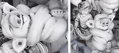 Steinfigur Zwerg Gargoyle Gnom Troll auf Rücken Handarbeit Frostfest Wasserfest. NEU