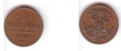1/2 Kopeke Kupfer Münze Russland 1899