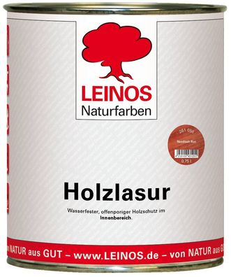 Leinos 261 Holzlasur für Innen 056 nordisch Rot 0,75 l