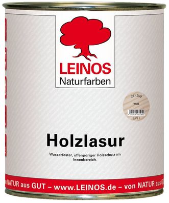 Leinos 261 Holzlasur für Innen 202 Weiss 0,75 l