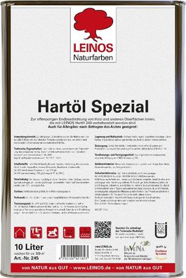 Leinos 245 Hartöl Spezial für Innen 10 l