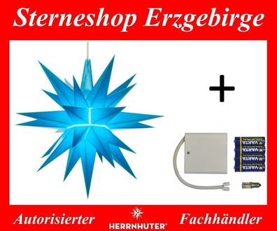 Herrnhuter Ministern A1e blau (LED) Kunststoffstern 13 cm komplett mit Batteriehalter