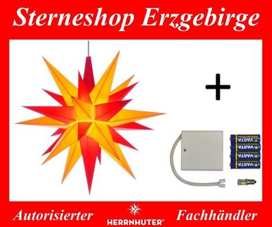 Herrnhuter Ministern A1e gelb-rot Kunststoffstern 13 cm komplett mit Batteriehalter