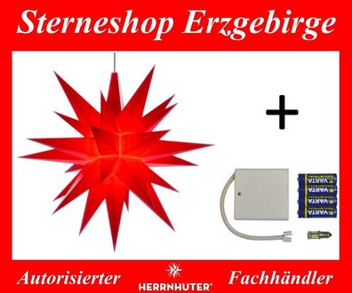 Herrnhuter Ministern A1e rot (LED) Kunststoffstern 13 cm komplett mit Batteriehalter