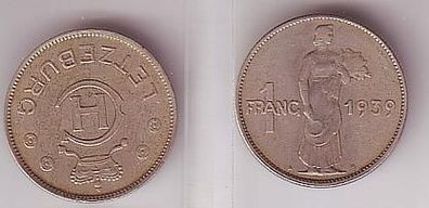 1 Franc Nickel Münze Luxemburg 1939