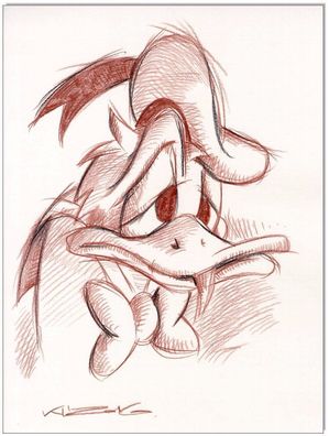Klausewitz: Original Rötelzeichnung : Donald Duck / 24x32 cm