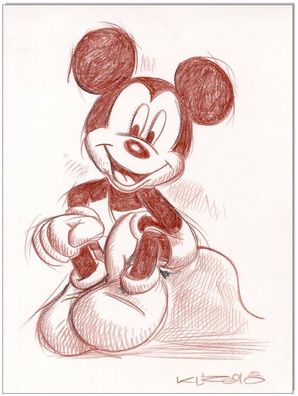 Klausewitz: Original Rötelzeichnung : Mickey Mouse / 24x32 cm