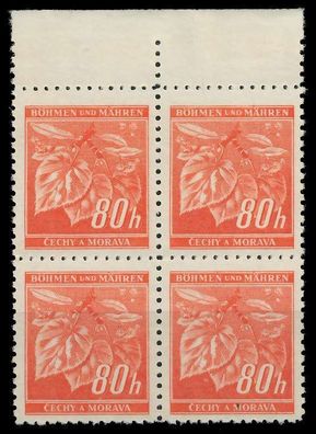 BÖHMEN MÄHREN 1941 Nr 66a postfrisch Viererblock ORA X82873E