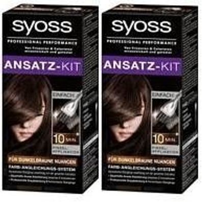 Syoss Professional Ansatz-Kit dunkelbraun in 10 Min Performance Colors Haarfarbe