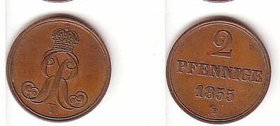 2 Pfennige Kupfer Münze Hannover 1855 B