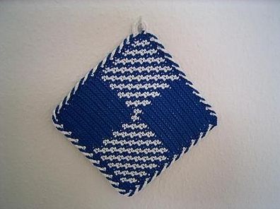 Topflappenpaar "Mosaikmuster", Blau (Handarbeit)