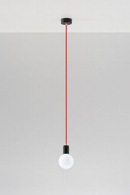 Pendelleuchte Rot E27 Decke Hängelampe Hängeleuchte Kabelleuchte Vintage Lampe