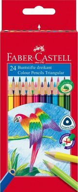 Faber-Castell 116544 Farbstift Dreikant, 24 Farbstifte sortiert im Kartonetui