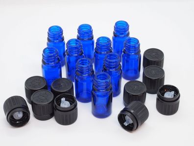 Leerflaschen 5ml Blauglas mit Tropfeinsatz Allroundflasche 10er Set DIN18