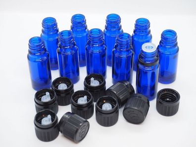 Leerflaschen 10ml Blauglas mit Tropfeinsatz Allroundflasche 10er Set DIN18