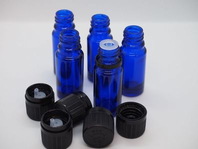 Leerflaschen 10ml Blauglas mit Tropfeinsatz Allroundflasche 5er Set DIN18