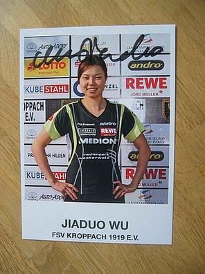 Tischtennis Bundesliga FSV Kroppach Jiaduo Wu - handsigniertes Autogramm!!!
