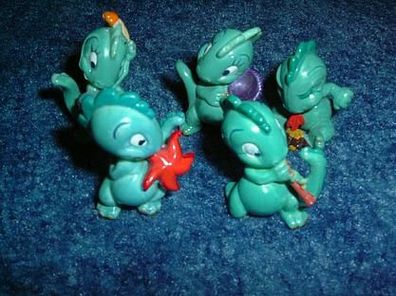 5 Figuren aus dem Überraschungsei-Drolly Dinos