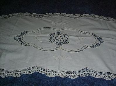 ovale Tischdecke mit Klöppelspitze-80x33cm-Handarbeit
