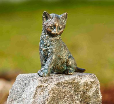 Bronzefigur Junge Katze sitzend H13cm Rottenecker Bronze Kätzchen Dekoration