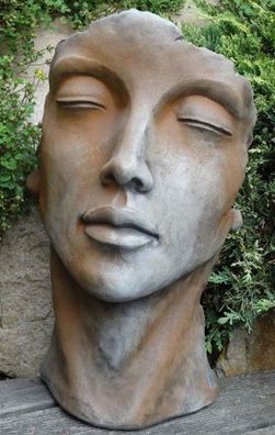 Portrait Gesicht FRAU H50cm Rosteffekt Skulptur Steinfigur Steinguss Vidroflor