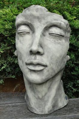 Portrait Gesicht FRAU H50cm Skulptur Steinfigur Englischer Steinguss Vidroflor