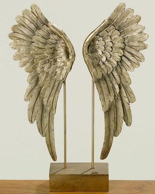 Skulptur Engelsflügel COSMO gold auf Sockel H41cm Kunstharz Engel Flügel