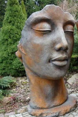 Portrait Gesicht FRAU H115cm Rosteffekt Skulptur Steinfigur Steinguss Vidroflor