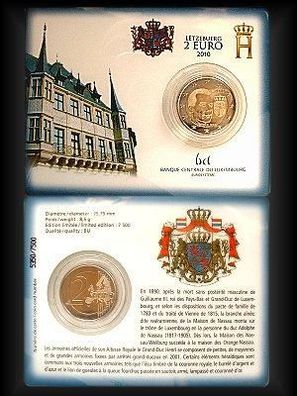 2 EURO Coincard "Wappen Henri" Luxemburg 2010