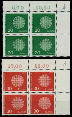 BRD BUND 1970 Nr 620-621 postfrisch Viererblock ECKE-OR X832BEA