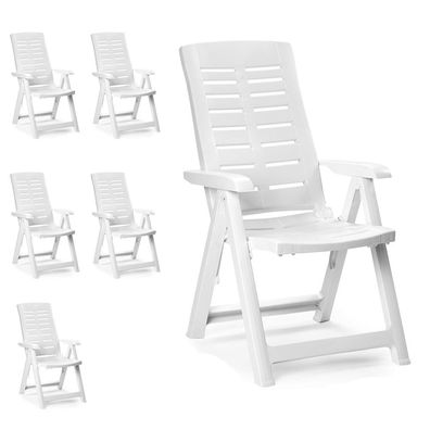 Klappstuhl Klappsessel Gartenstuhl 5-Pos Kunststoff Hochlehner Gartenmöbel Grün