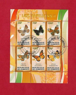 Motiv - großer Block aus Djibouti - Schmetterling (6 Marken) o (Nr.2)