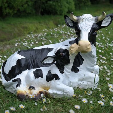 Dekofigur Kuh mit Kalb Kälbchen Gartenfigur Bauernhof Hofladen Geschenk Figur