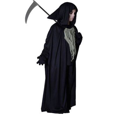 Grim Reaper Kostüm Sensenmann Gr. 122/128 mit Sense 1,10 m Halloween Schrecken