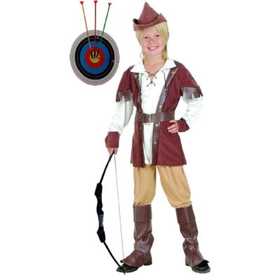 Edles Robin Hood Jungen Kostüm Gr. 122/128 + Pfeil- und Bogenset 3 Pfeile