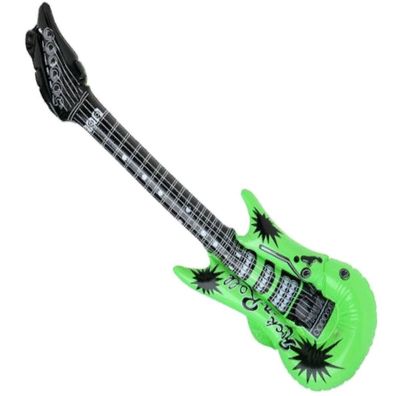 aufblasbare Gitarre 90 cm grün Musik Deko Party Karneval Air Guitar