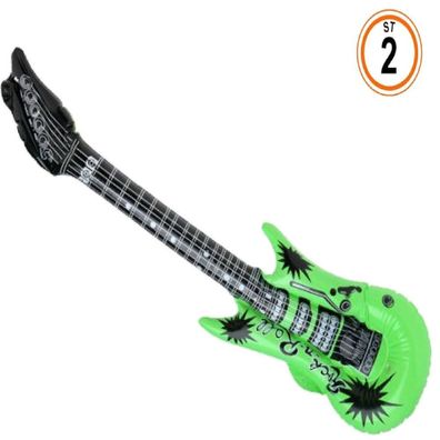 2 x aufblasbare Gitarre 90 cm grün Musik Deko Party Karneval Air Guitar