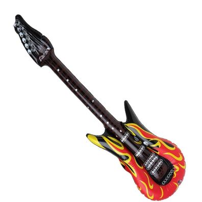 aufblasbare Gitarre 90 cm geflammt Musik Deko Party Karneval Air Guitar