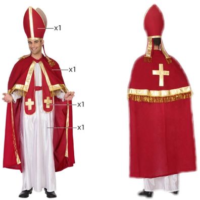 Kostüm roter Bischof Gr. XL 4 Teile Bischofskostüm Weihnachten Messe Kirche