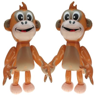 2 x Aufblasbarer lächelnder Affe 50 cm hoch Dschungel Tier Zoo Affen Figur