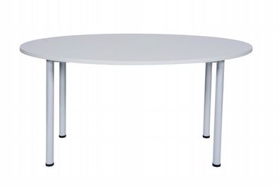 Ovaler Besprechungstisch - weiße Tischplatte, lichtgraues Tischgestell
